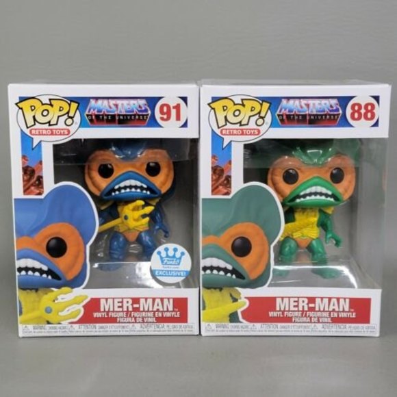 Mer-Man Blue Funko Shop Exclusive / Mer-Man Green MOTU Funko POP Bundle Set of 2 - Picture 1 of 8